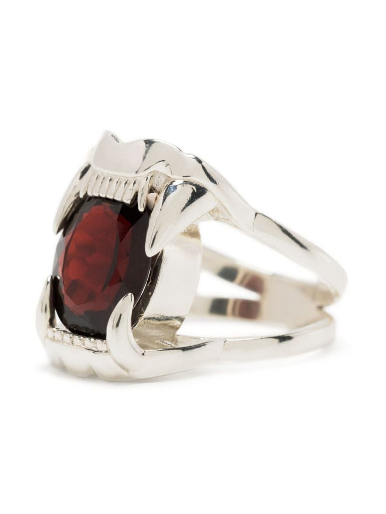 Sterling Silver Jaw Garnet Ring