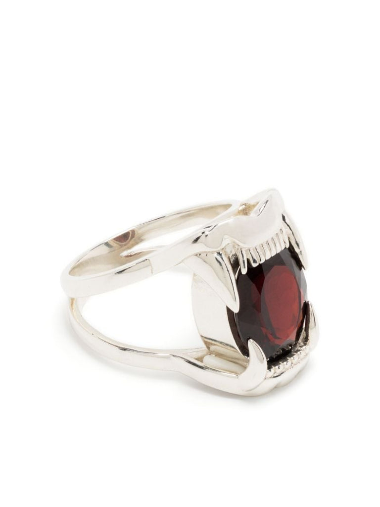 Sterling Silver Jaw Garnet Ring