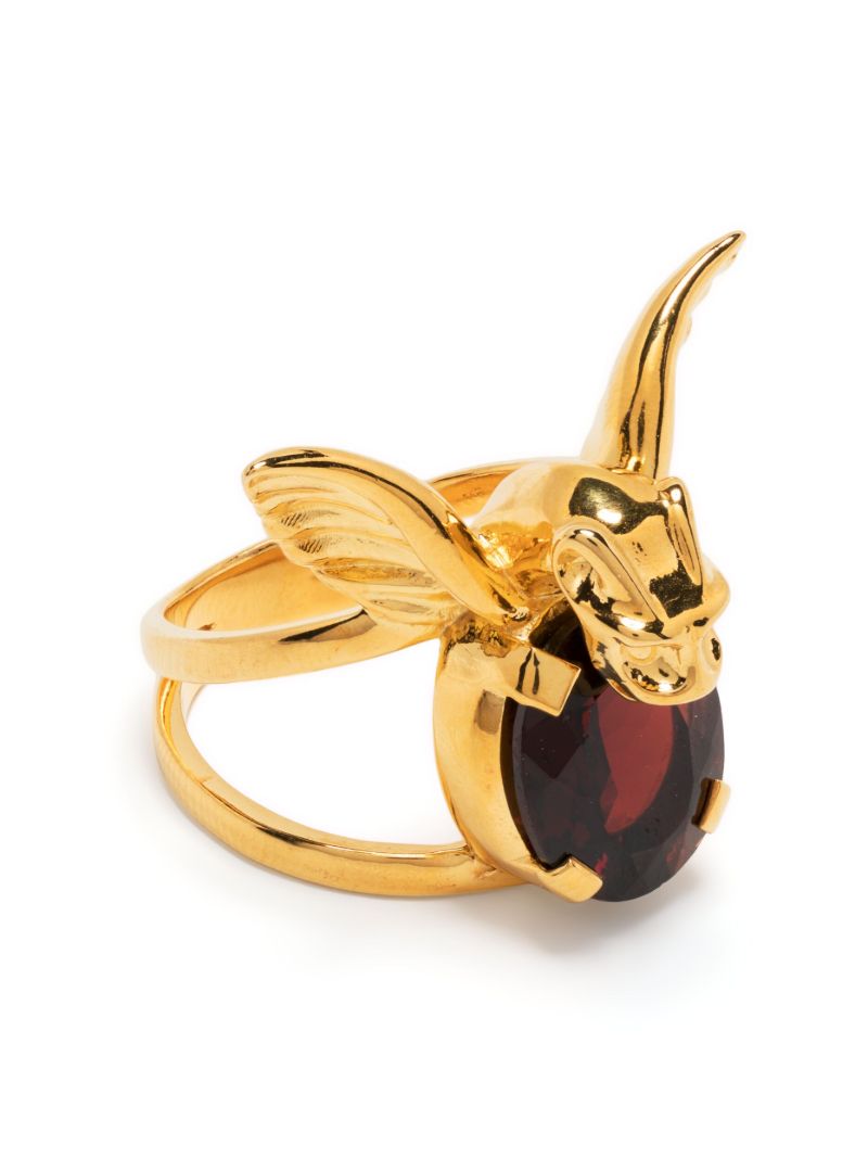 18k Gold-plated Silver Gargoyle Garnet Ring