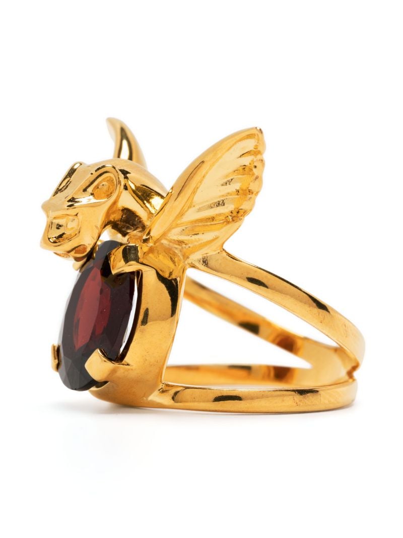 18k Gold-plated Silver Gargoyle Garnet Ring