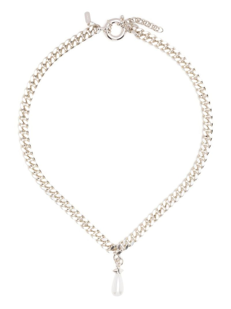 Sterling Silver Chunky Chain Drop Pendant Necklace