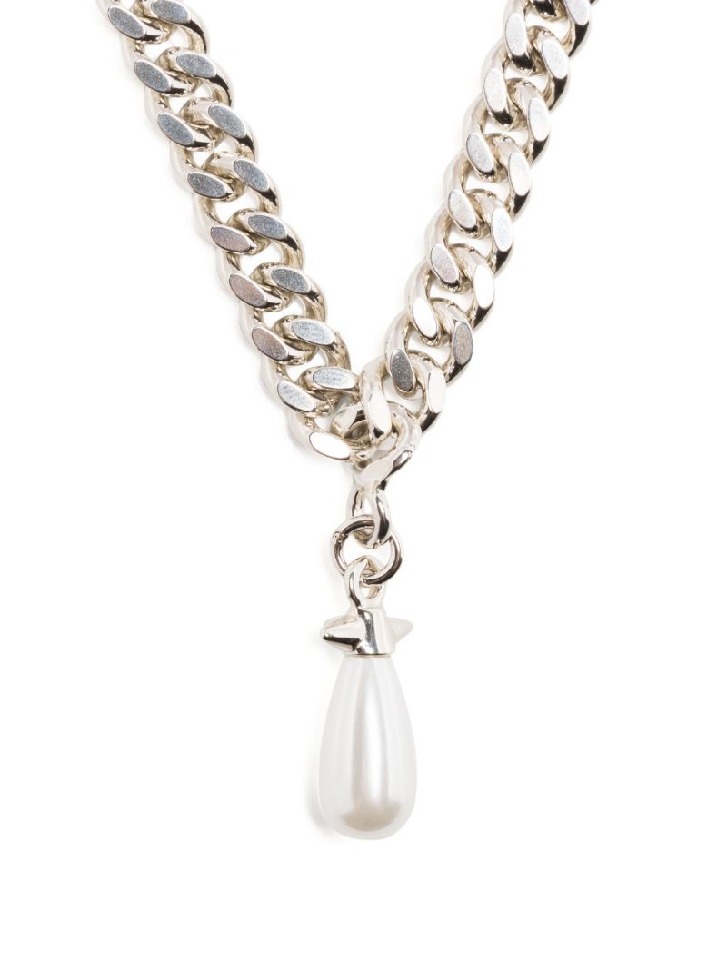 Sterling Silver Chunky Chain Drop Pendant Necklace