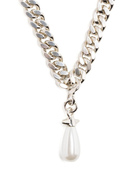Sterling Silver Chunky Chain Drop Pendant Necklace