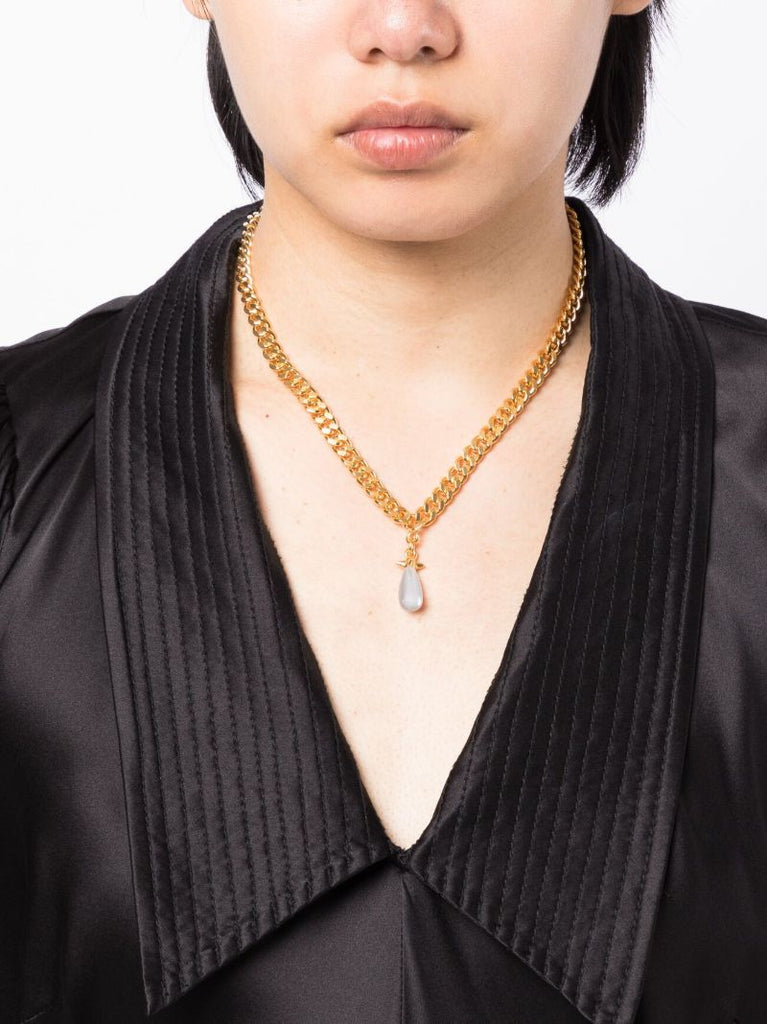 Gold-plated Faux Pearl Pendant Necklace