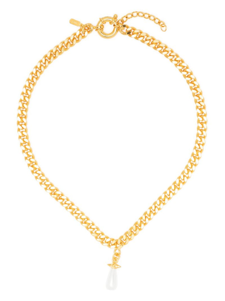 Gold-plated Faux Pearl Pendant Necklace