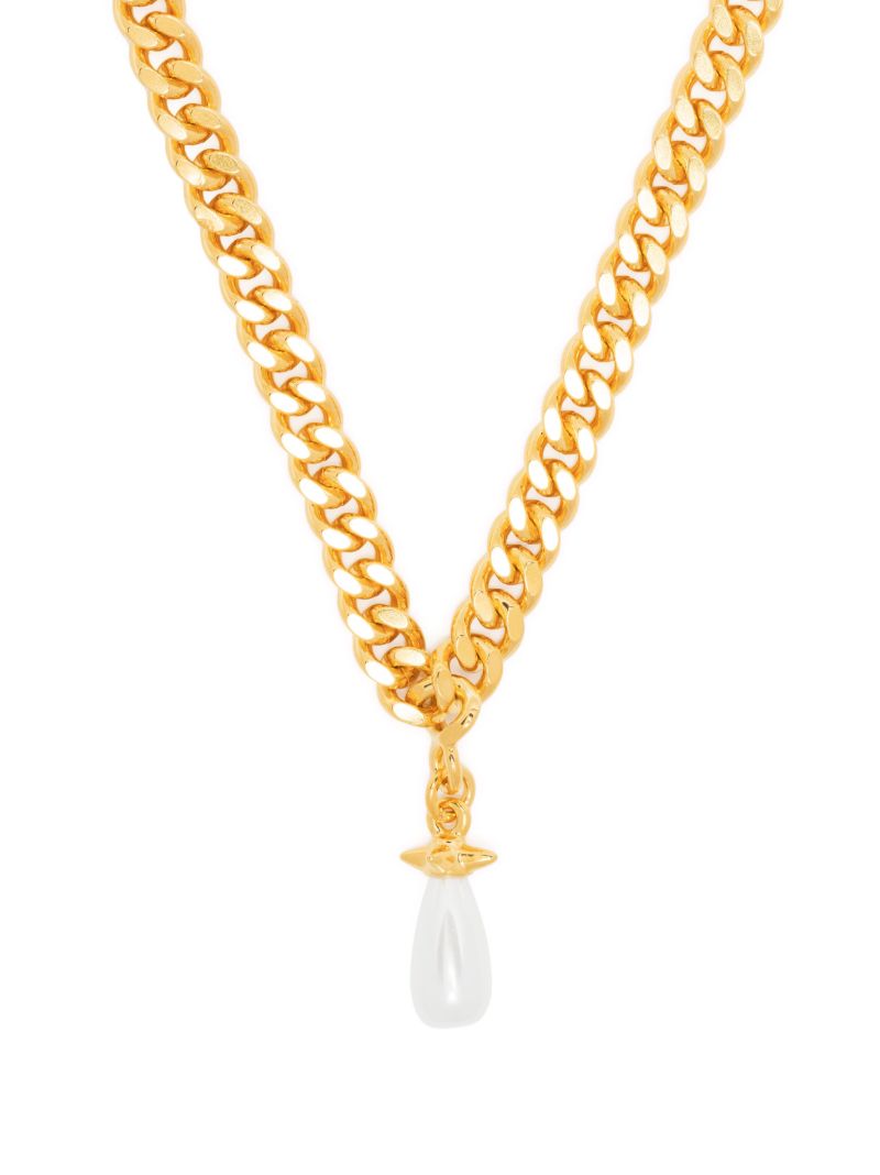 Gold-plated Faux Pearl Pendant Necklace
