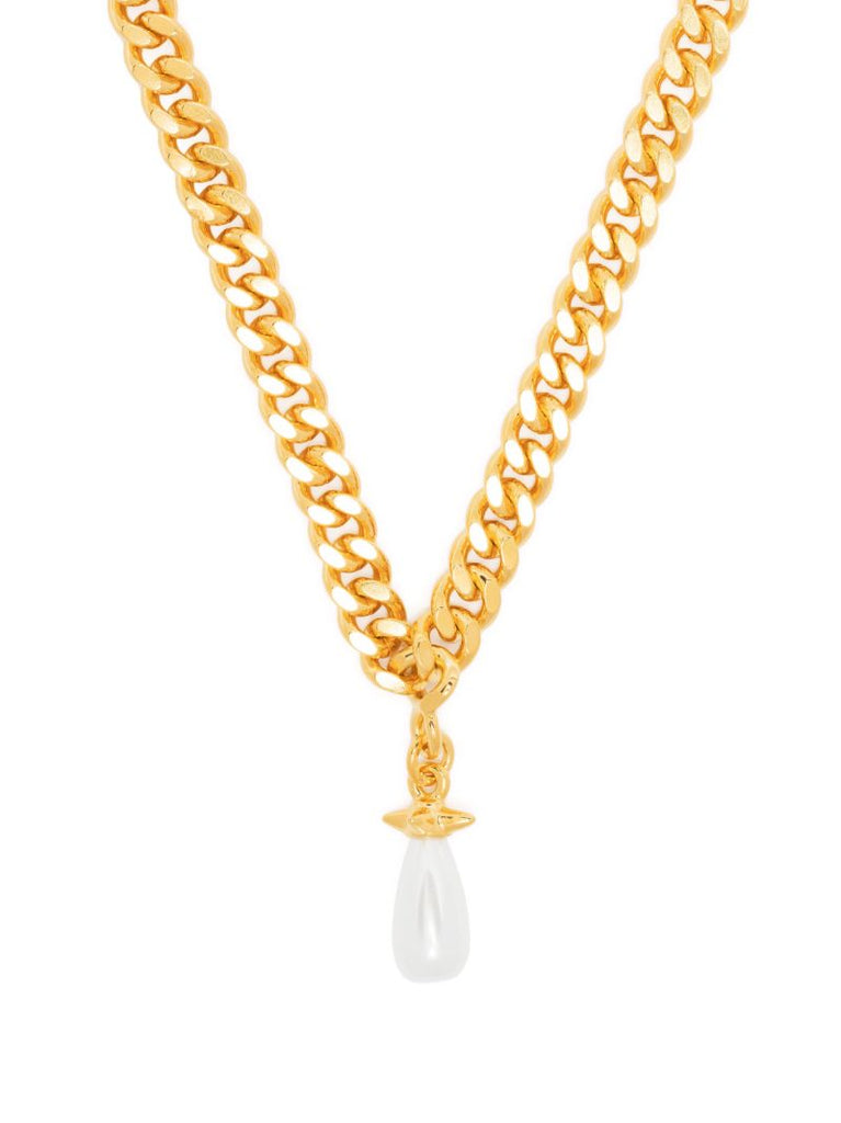 Gold-plated Faux Pearl Pendant Necklace