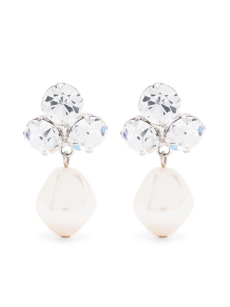 Silver-tone Tatiana Crystal and Pearl Drop Earrings