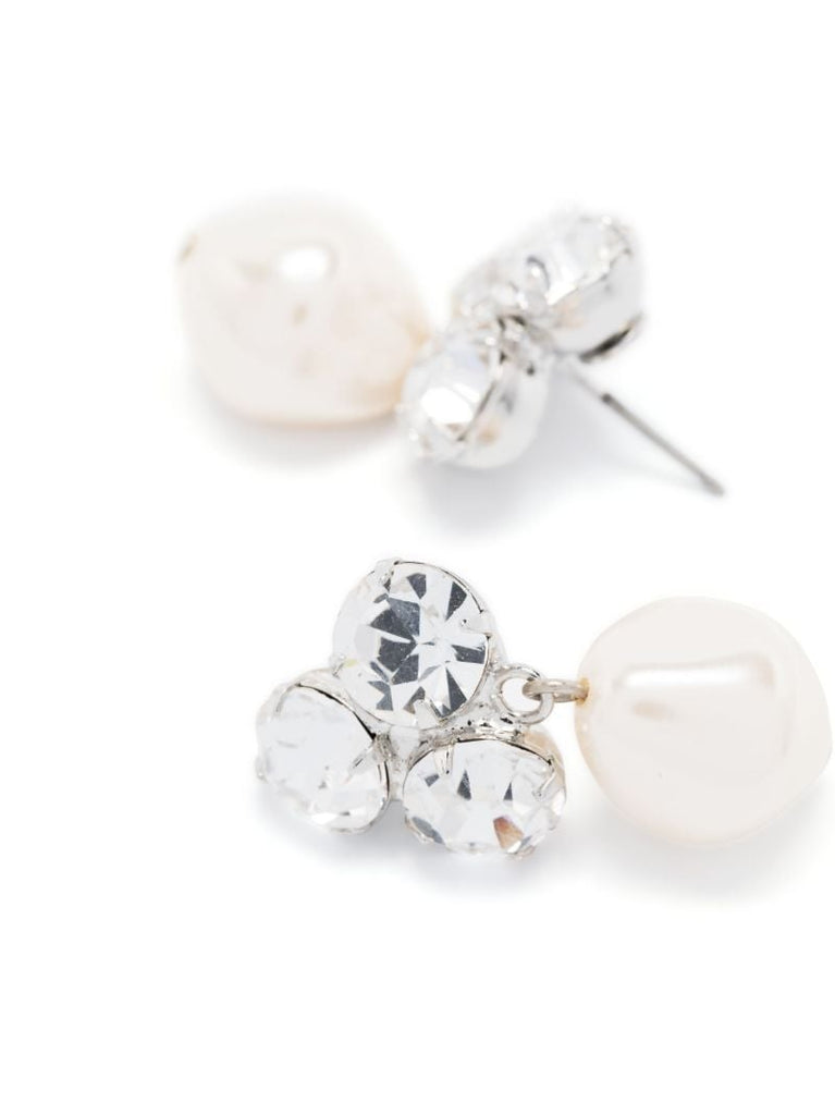 Silver-tone Tatiana Crystal and Pearl Drop Earrings