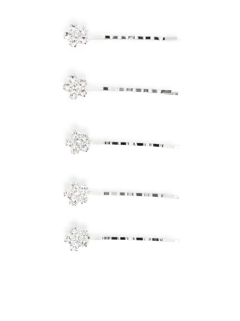 Silver-tone Violet Crystal Flower Hairclip Set