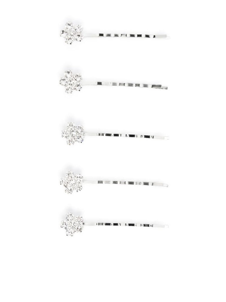 Silver-tone Violet Crystal Flower Hairclip Set