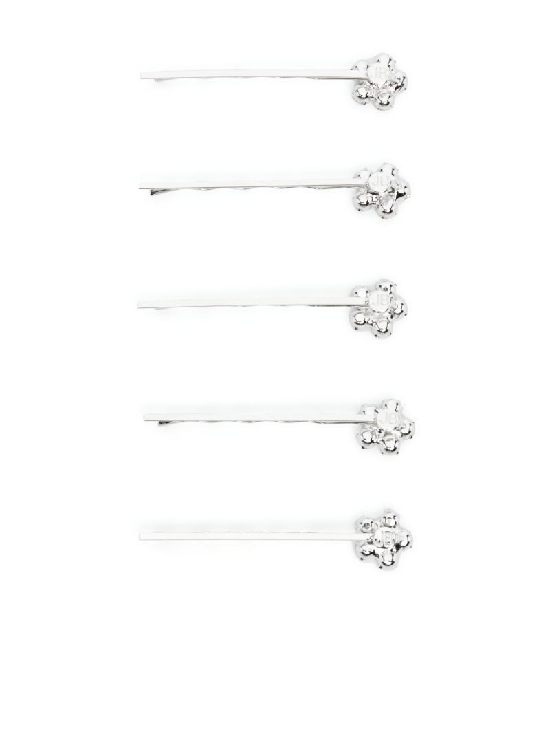 Silver-tone Violet Crystal Flower Hairclip Set