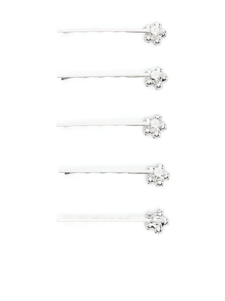 Silver-tone Violet Crystal Flower Hairclip Set