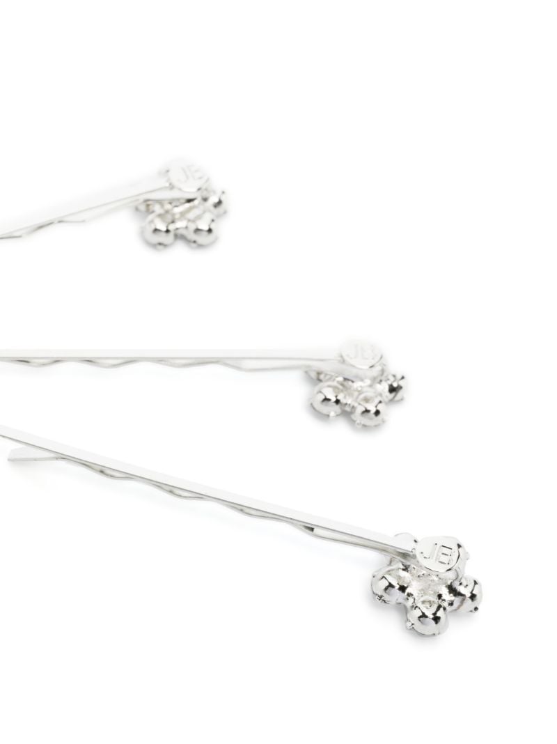 Silver-tone Violet Crystal Flower Hairclip Set