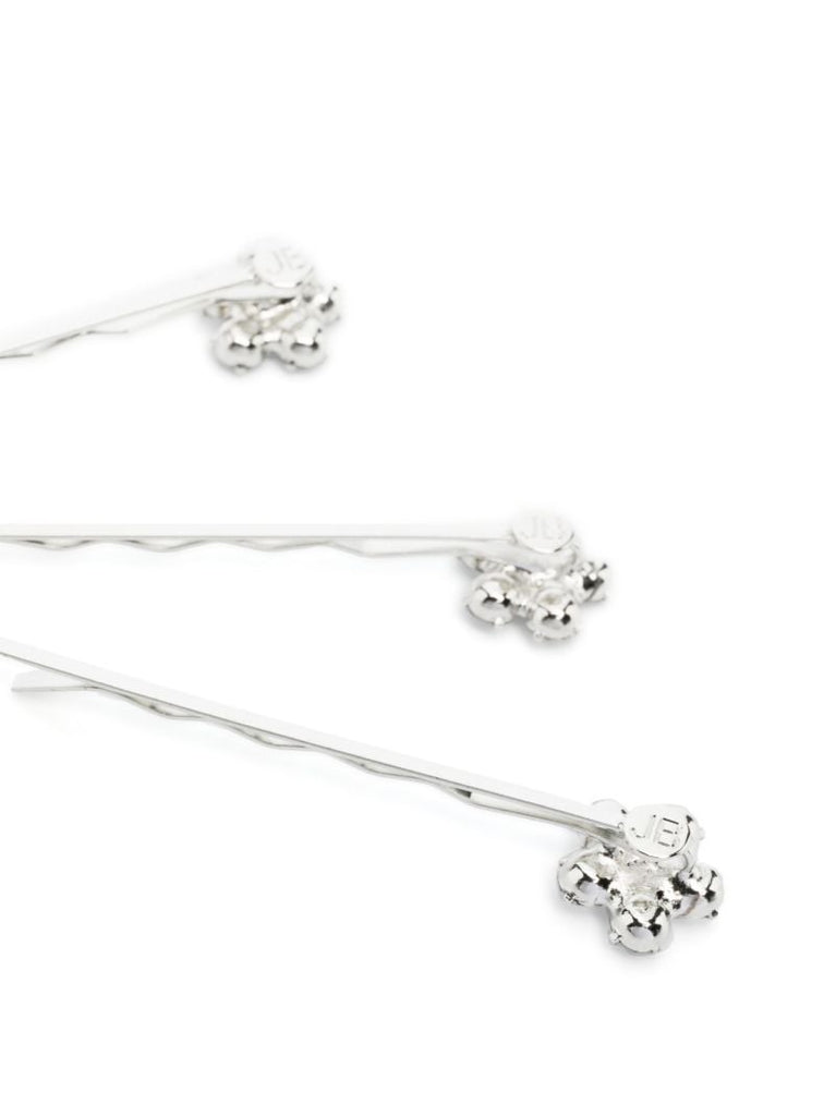 Silver-tone Violet Crystal Flower Hairclip Set