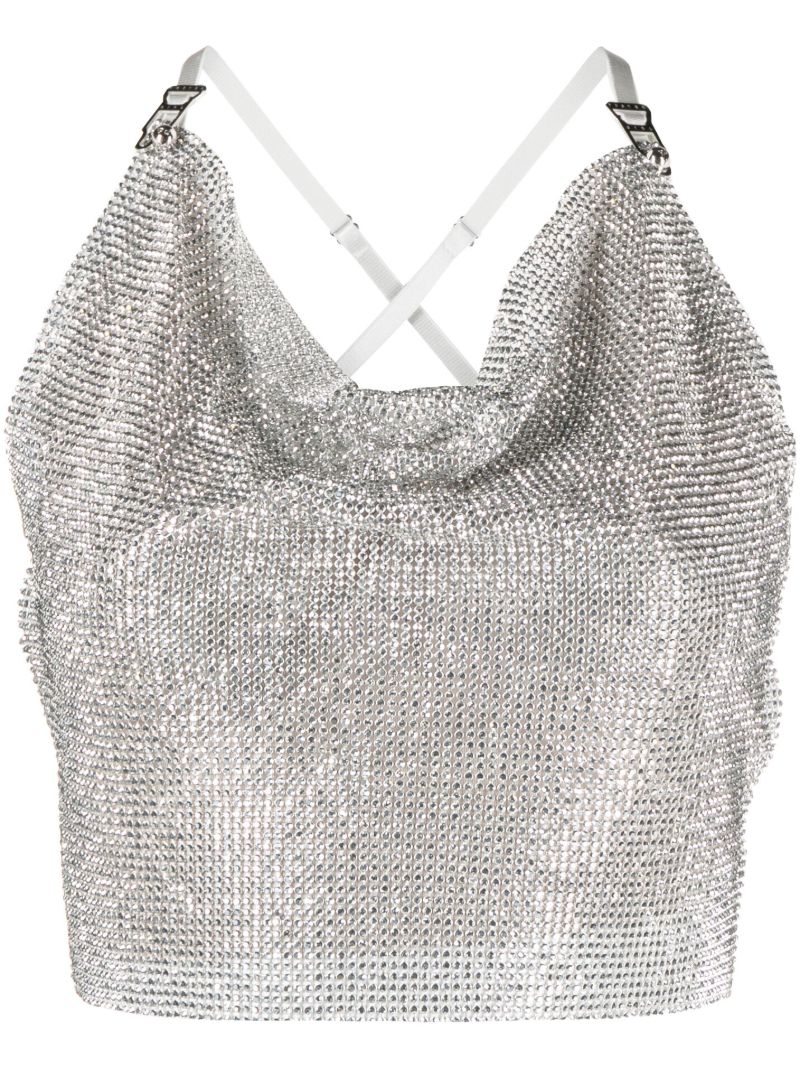 Silver-tone Bambi Chain Mail Rhinestone Top