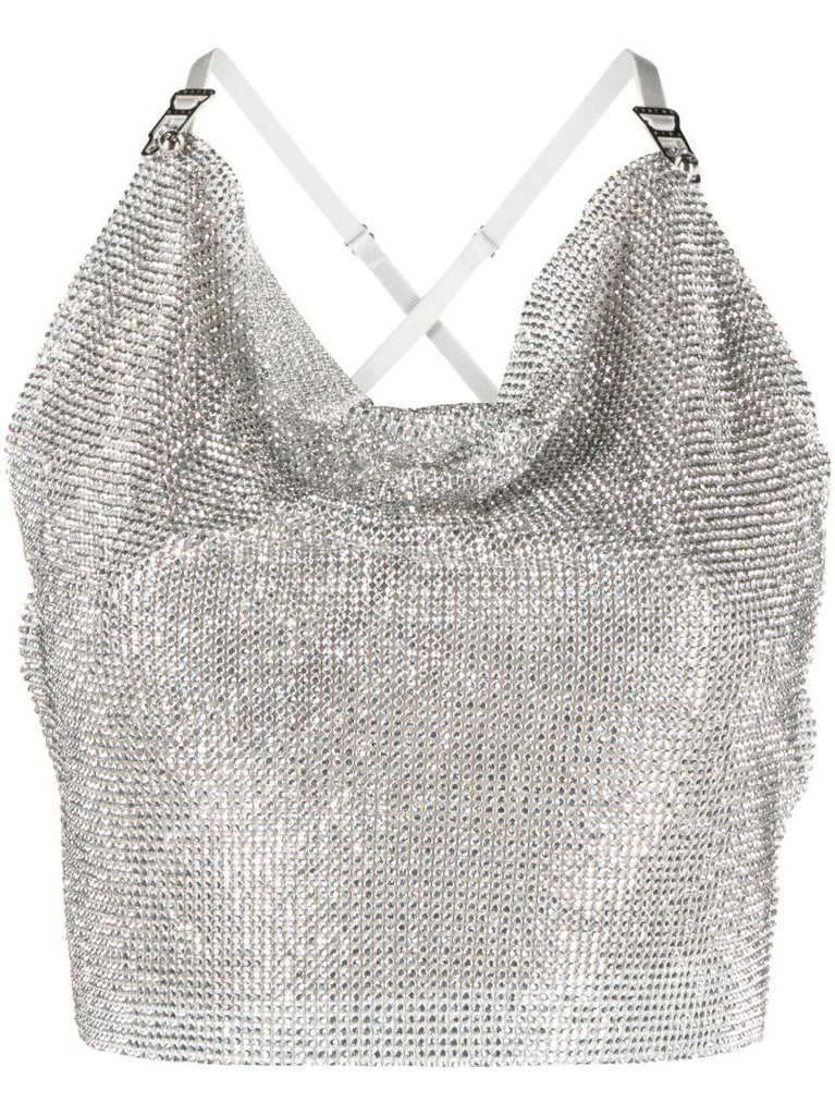 Silver-tone Bambi Chain Mail Rhinestone Top