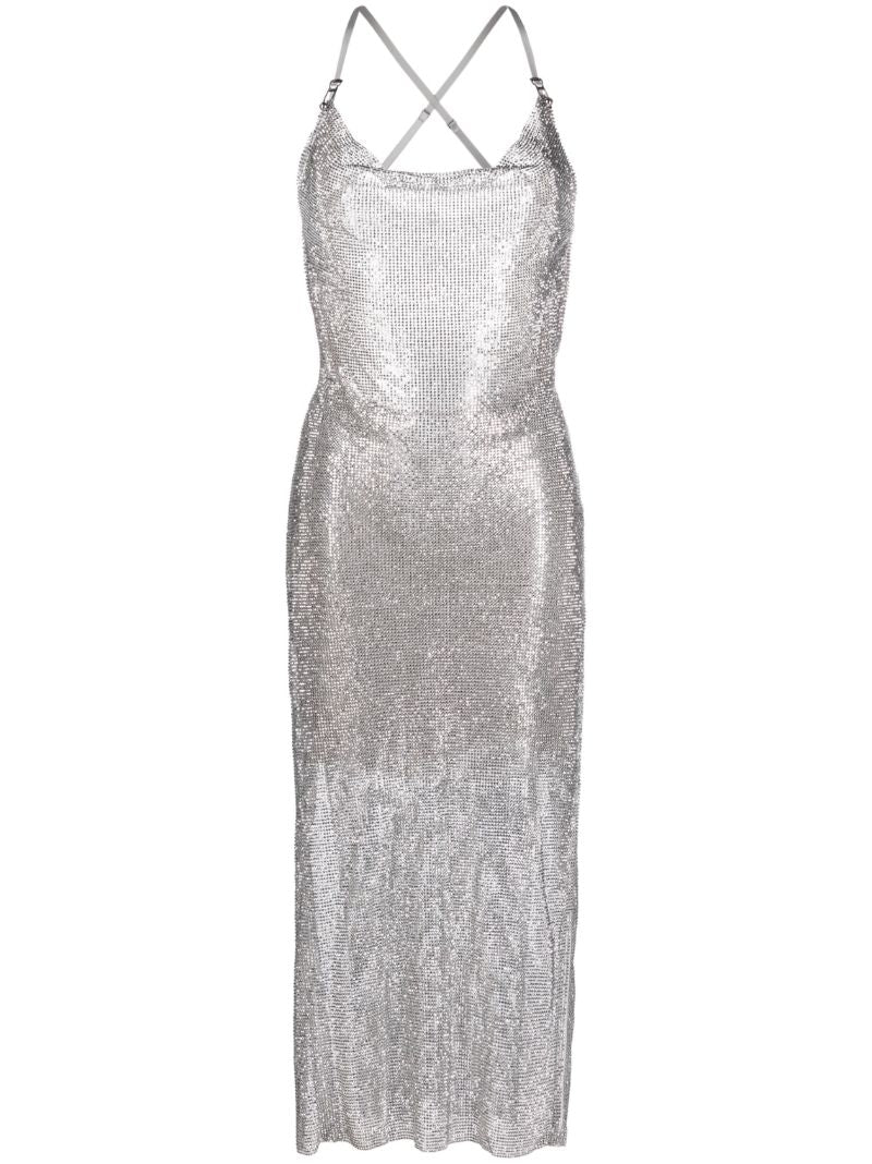 Silver-tone Naomi Chain Mail Rhinestone Dress