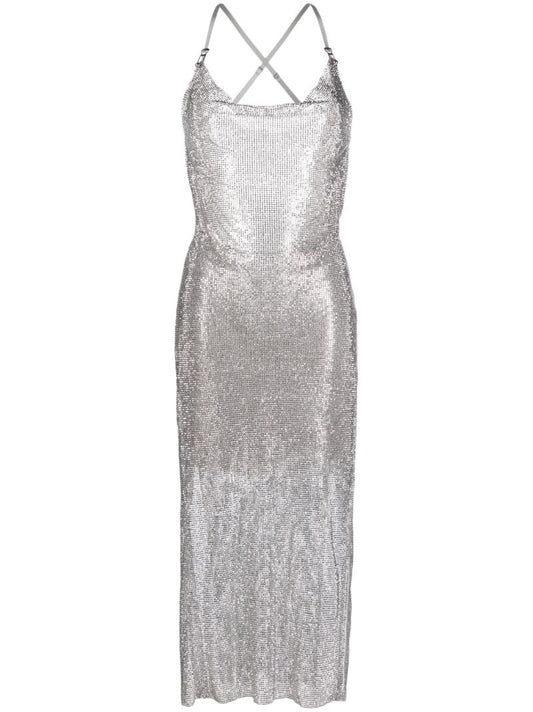 Silver-tone Naomi Chain Mail Rhinestone Dress