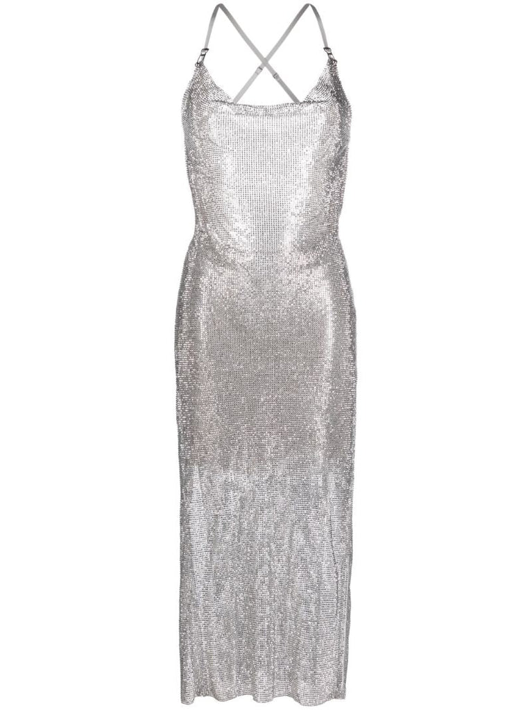 Silver-tone Naomi Chain Mail Rhinestone Dress
