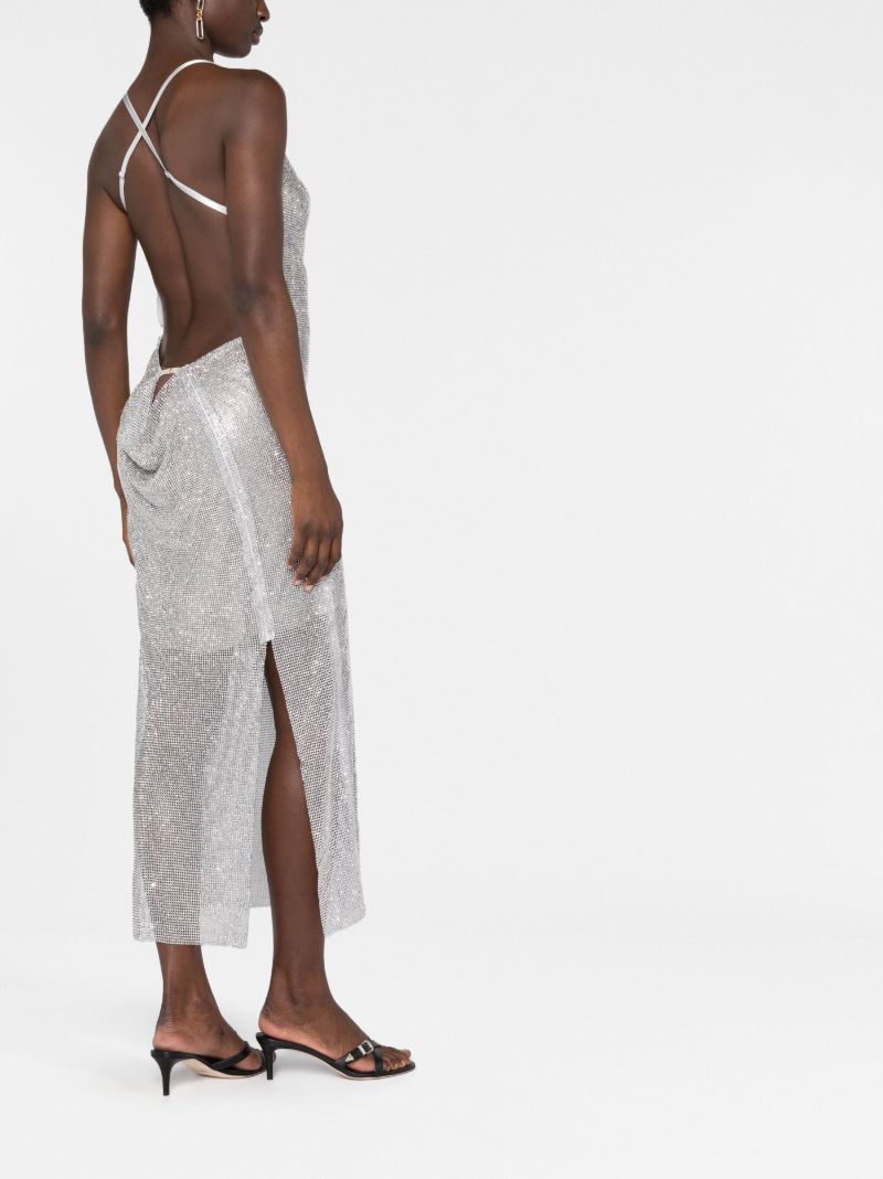 Silver-tone Naomi Chain Mail Rhinestone Dress