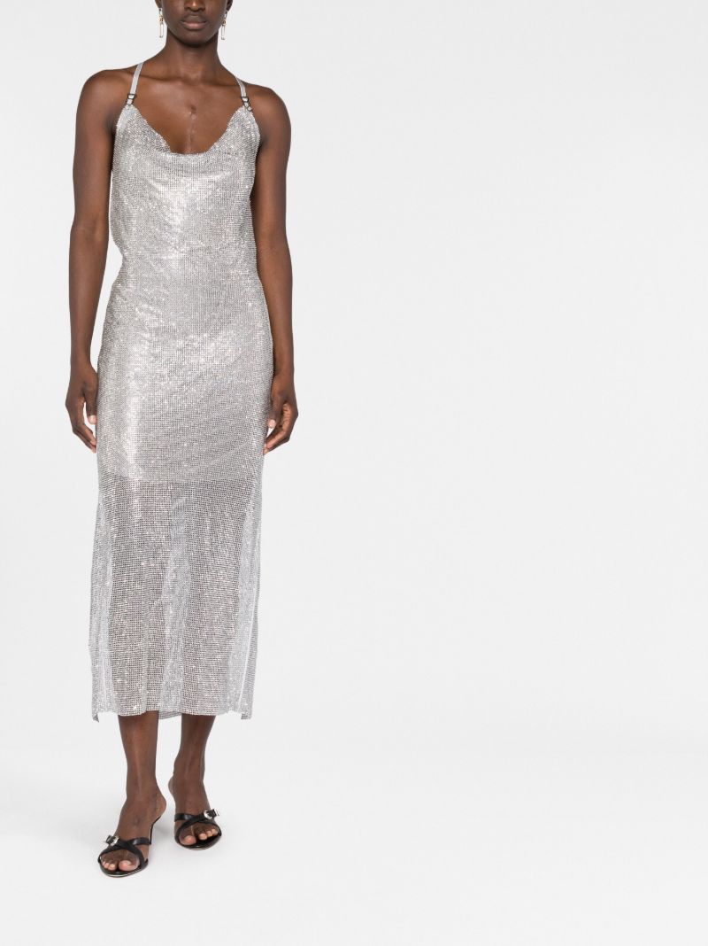 Silver-tone Naomi Chain Mail Rhinestone Dress