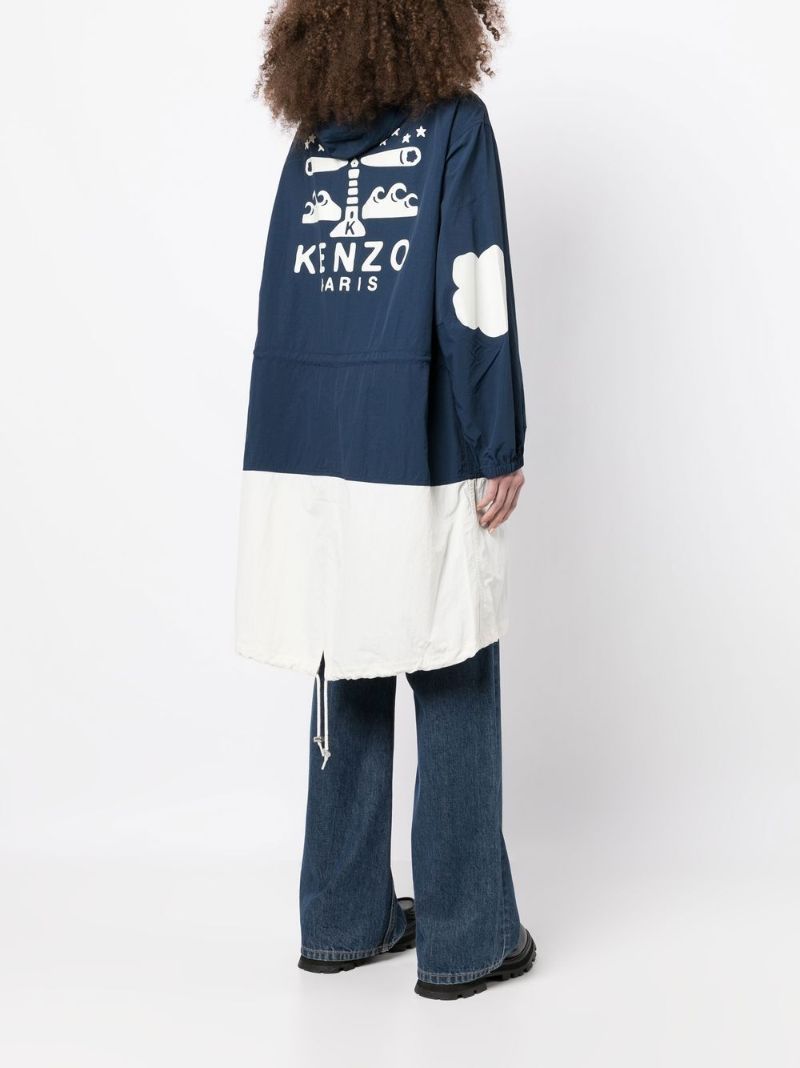 Blue Sailor Logo Print Windbreaker