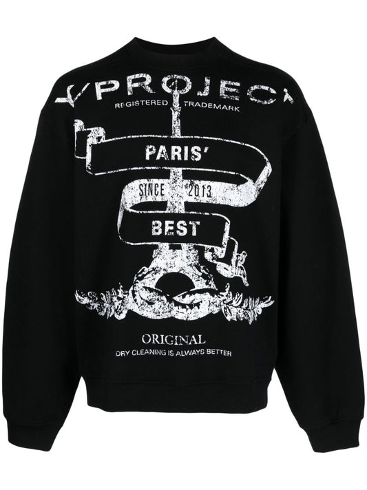 Black Paris Best Mesh Sweatshirt