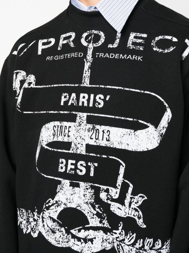 Black Paris Best Mesh Sweatshirt
