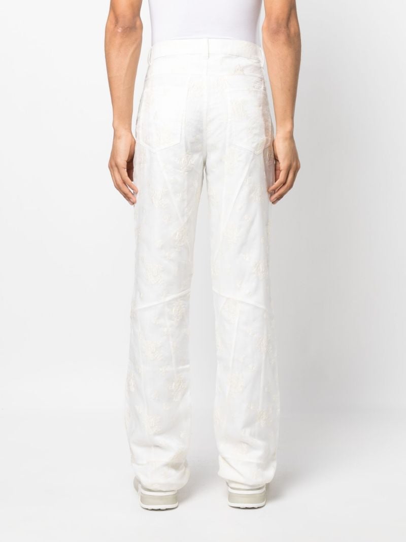 White Cloud Embroidered Wide Leg Trousers