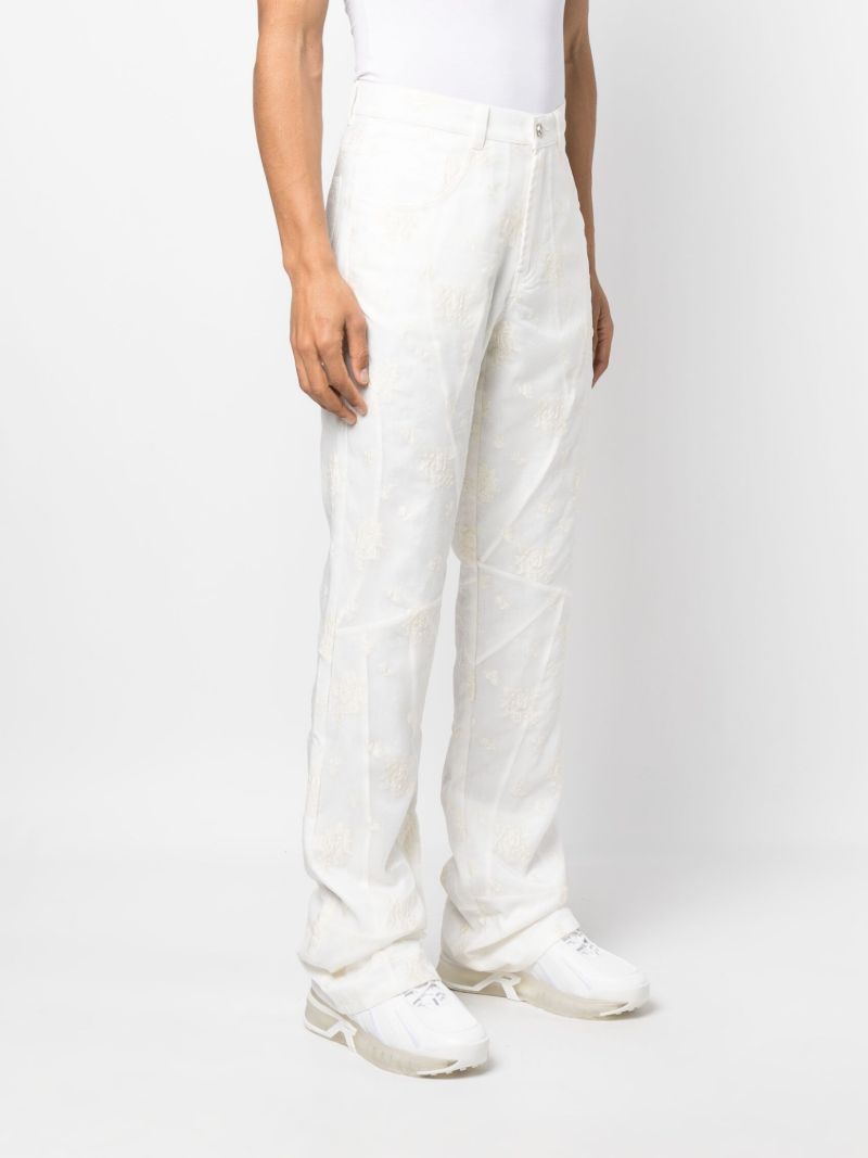 White Cloud Embroidered Wide Leg Trousers