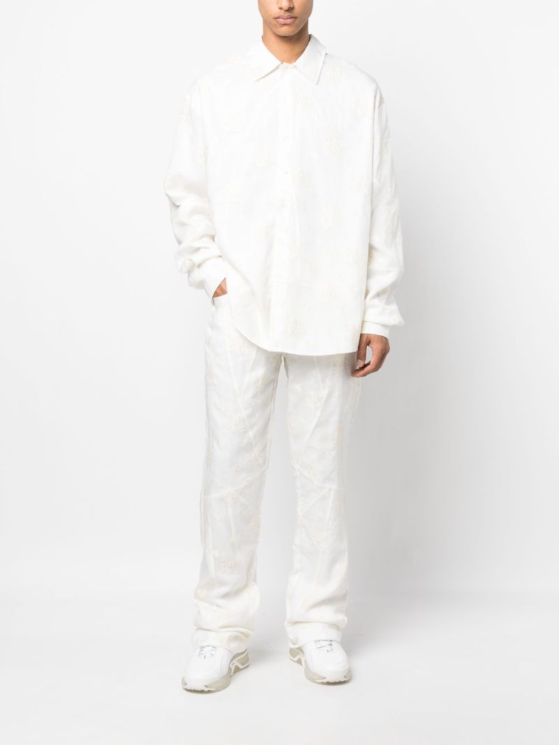 White Cloud Embroidered Wide Leg Trousers