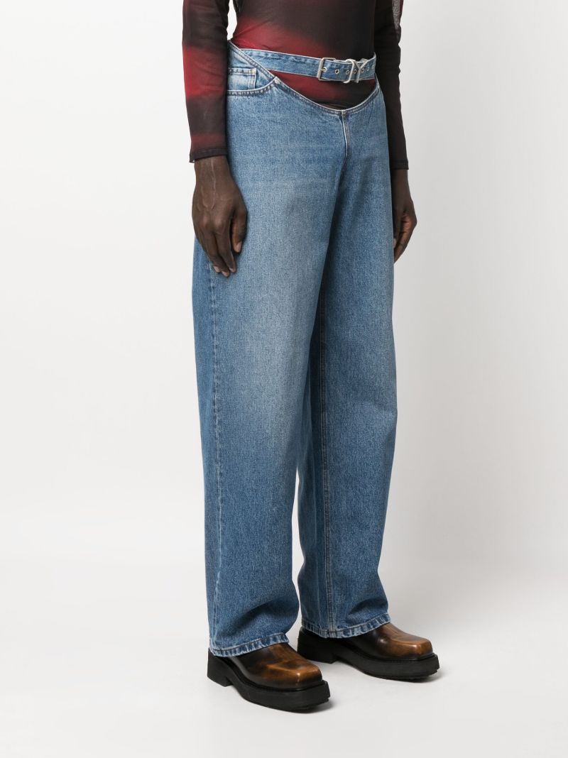 Blue Y Belt Arc Straight-leg Jeans