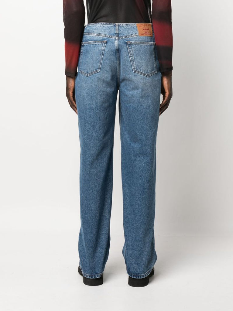 Blue Y Belt Arc Straight-leg Jeans