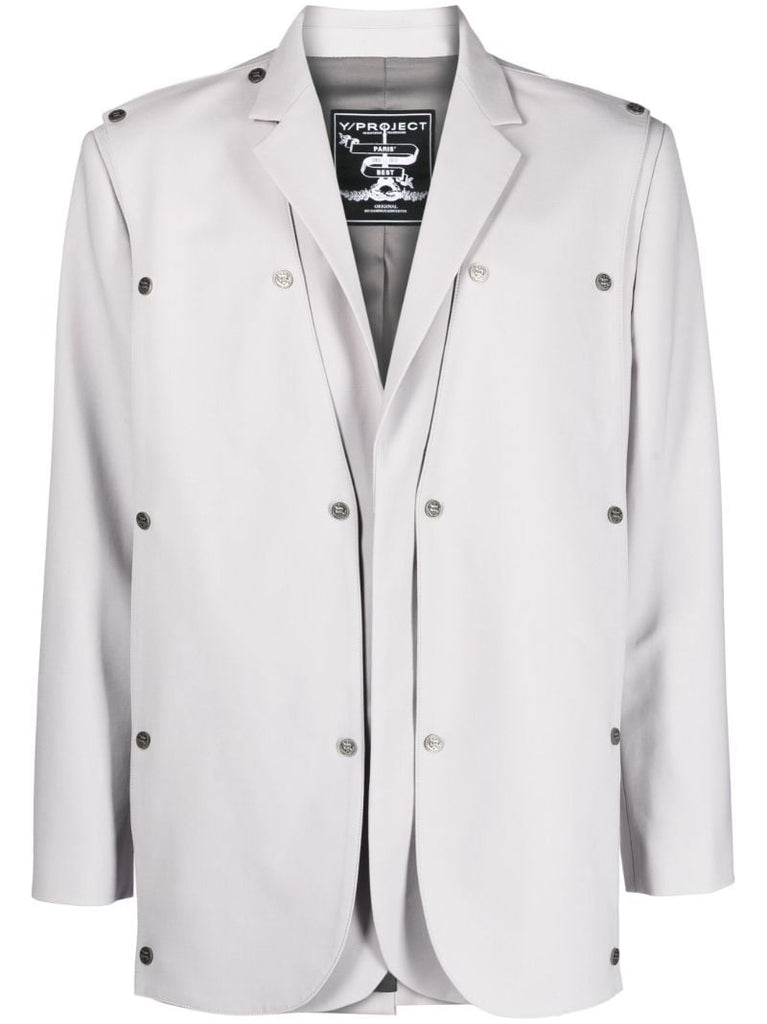 Grey Snap Panel Blazer