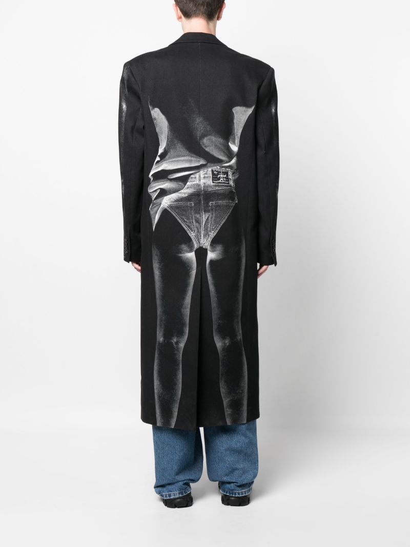 Black Janty Trompe L'oeil Print Coat