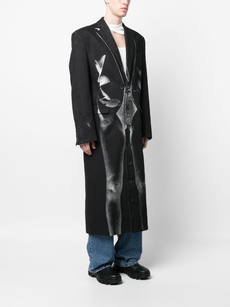 Black Janty Trompe L'oeil Print Coat