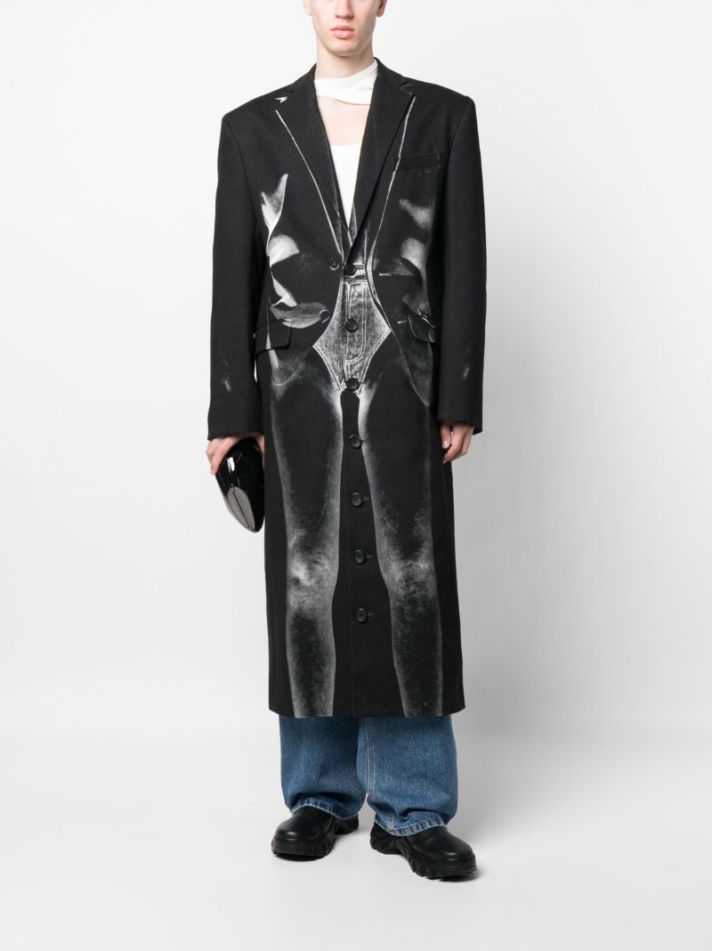 Black Janty Trompe L'oeil Print Coat