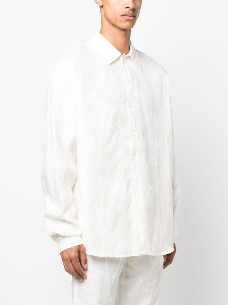 White Embroidered Long-sleeve Shirt