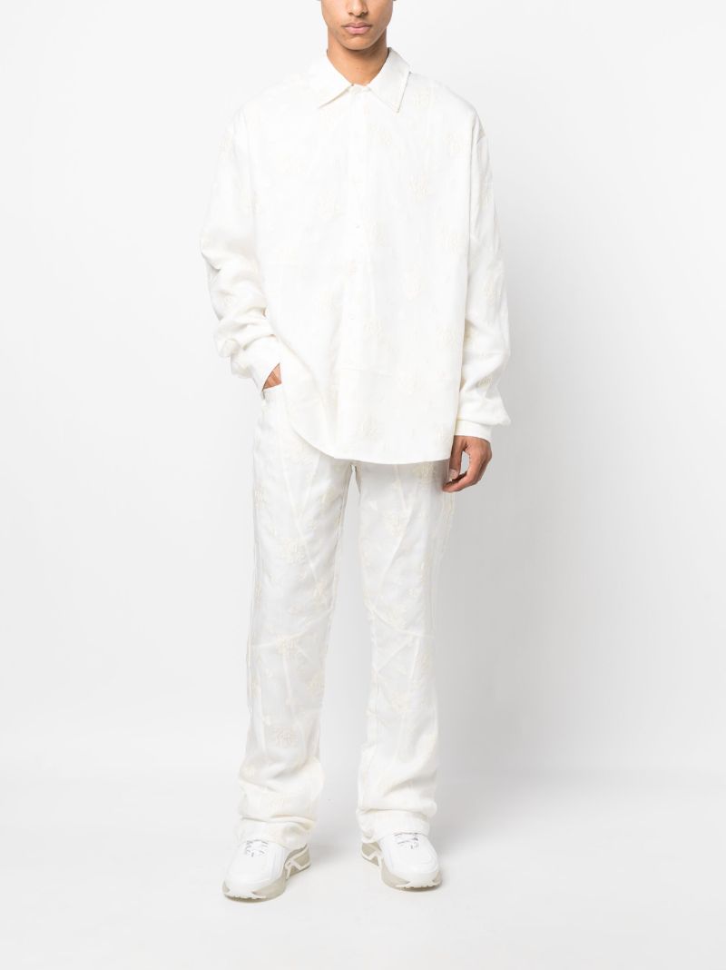 White Embroidered Long-sleeve Shirt