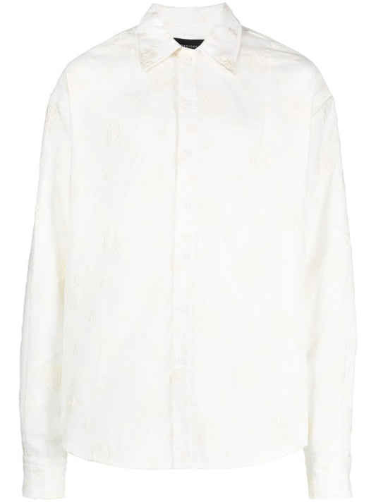 White Embroidered Long-sleeve Shirt