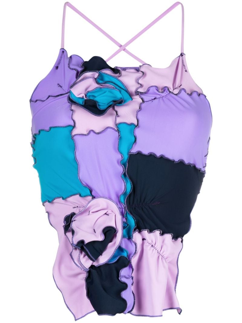 Purple Patchwork Halterneck Top