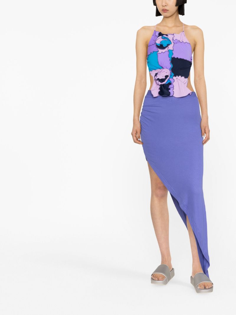 Purple Patchwork Halterneck Top