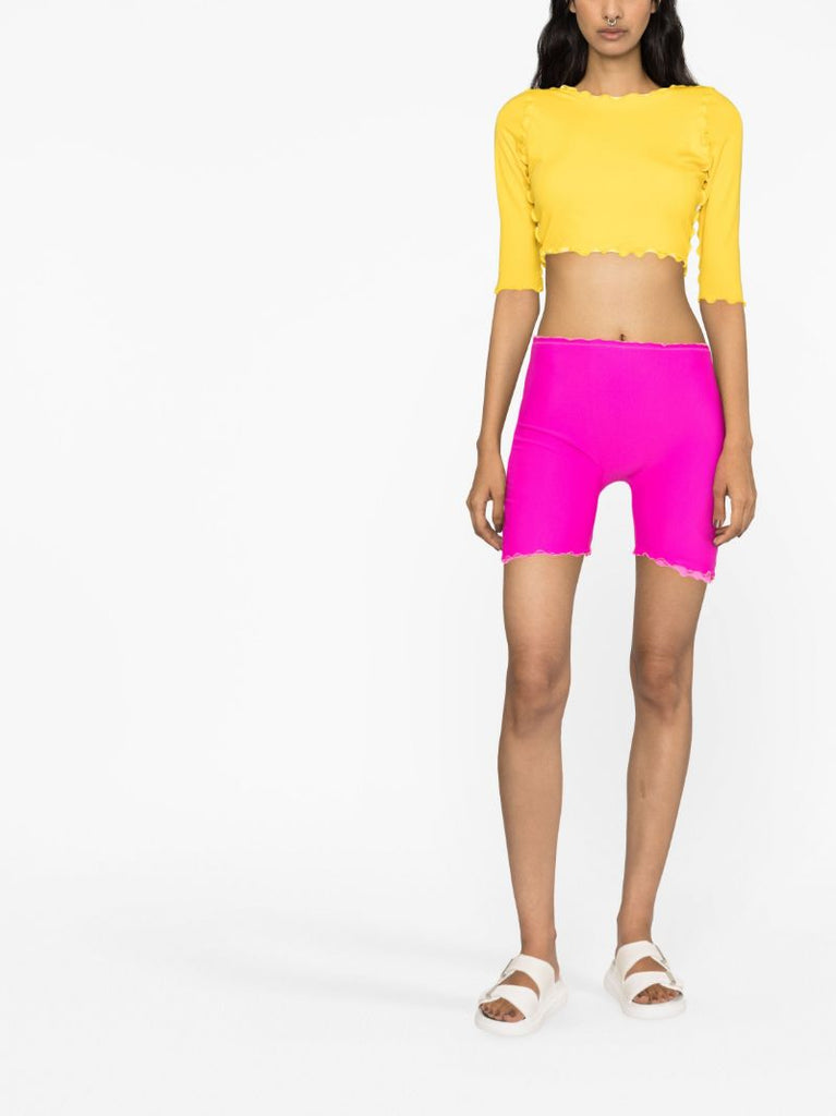 Pink Lettuce Hem Jersey Shorts