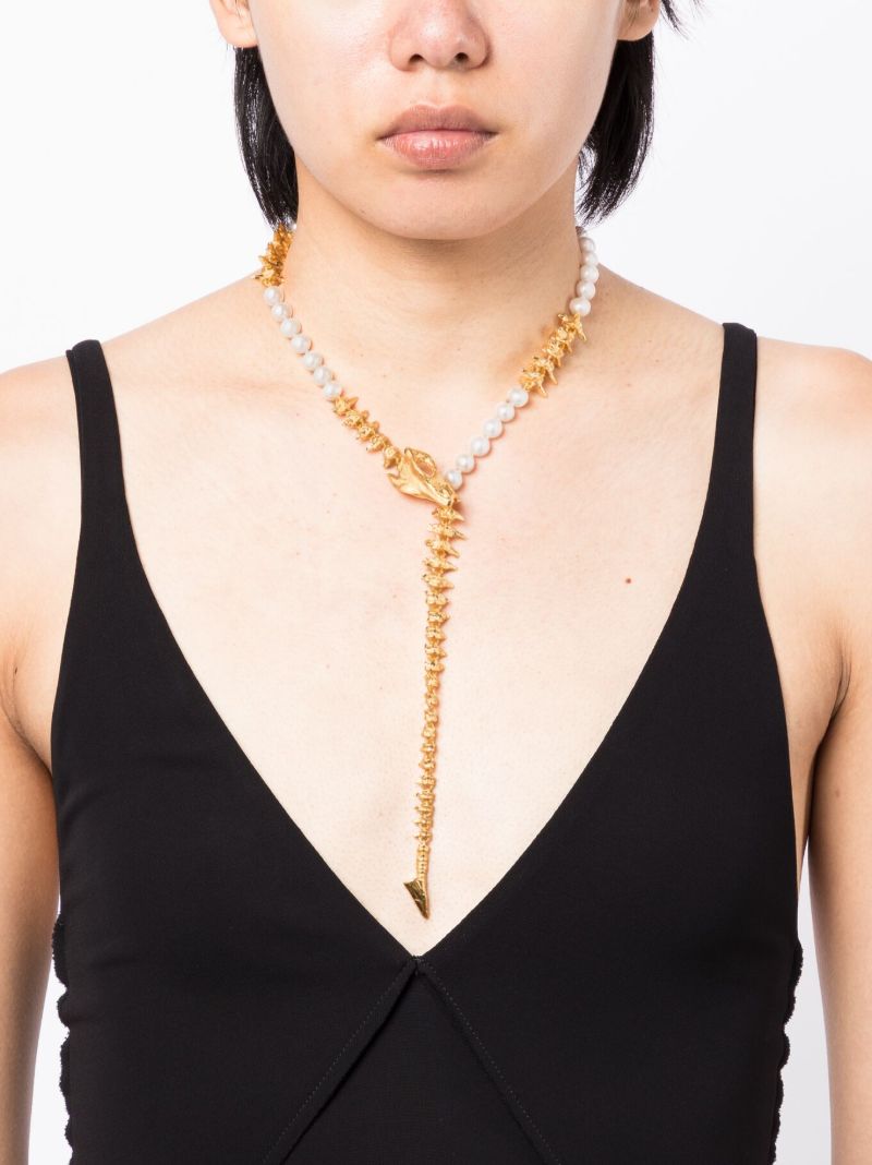Gold-plated Dragon Pearl Long Necklace