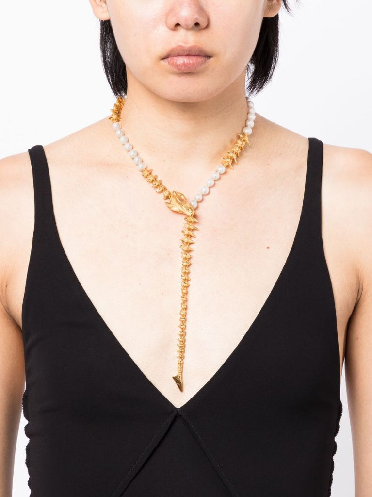 Gold-plated Dragon Pearl Long Necklace