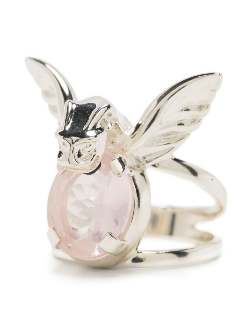 Sterling Silver Gargoyle Rose Quartz Ring