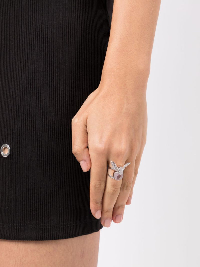 Sterling Silver Gargoyle Rose Quartz Ring