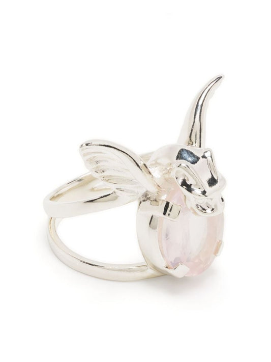 Sterling Silver Gargoyle Rose Quartz Ring