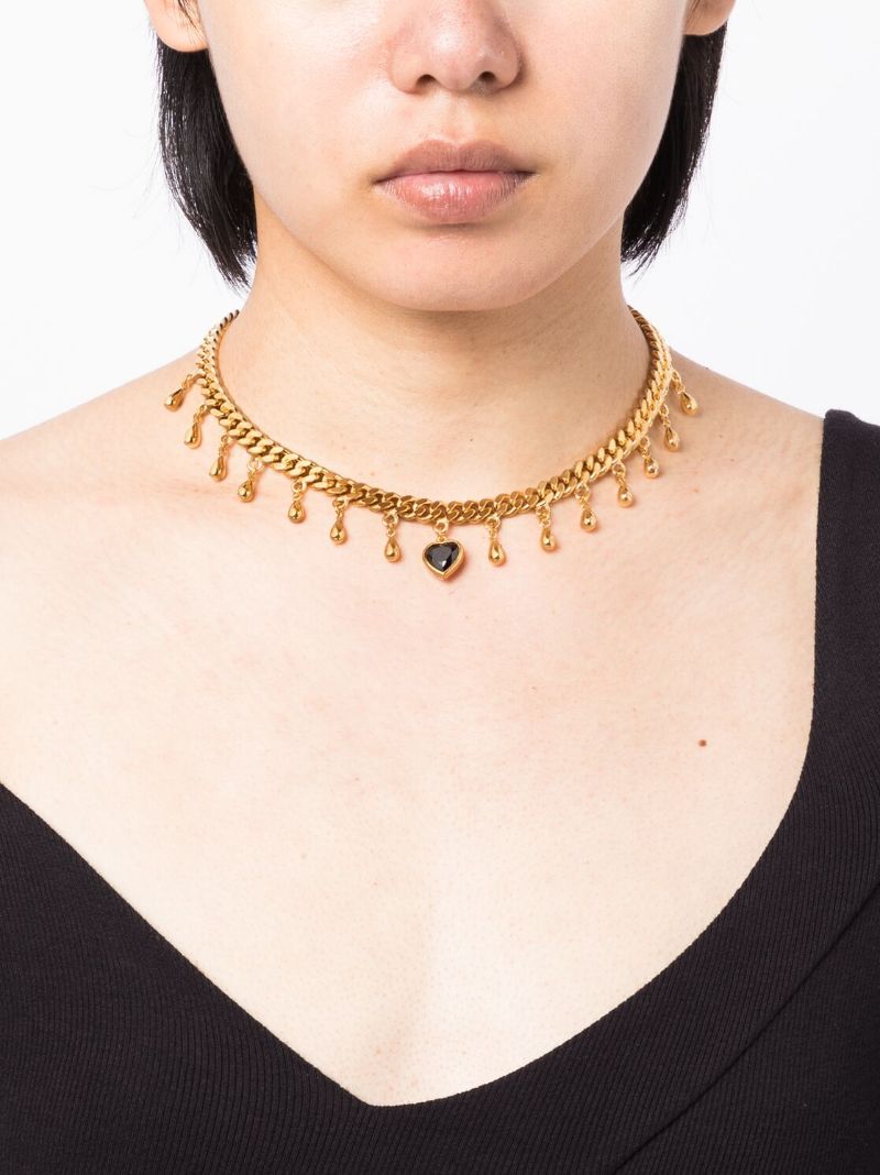 Gold-plated Drop of Heart Pendant Necklace